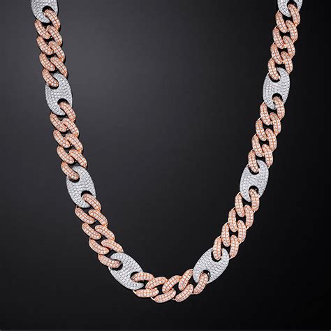 diamond gucci cuban link chain 2 tone